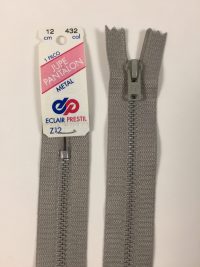 Fermeture Z12 col 432 Gris clair 12 à 20 cm