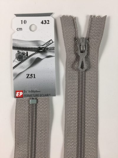 Fermeture Z51 col 432 Gris clair 10 à 20 cm