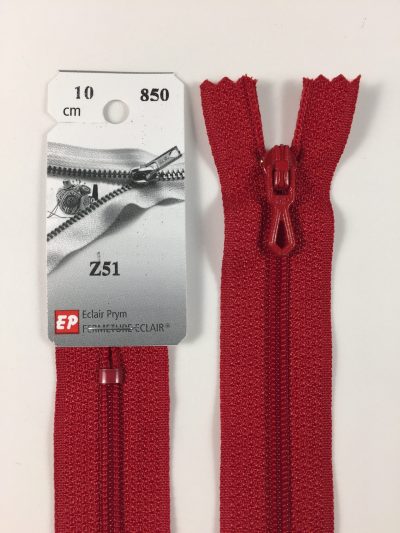 Fermeture Z51 col 850 Rouge sang 10 à 20 cm