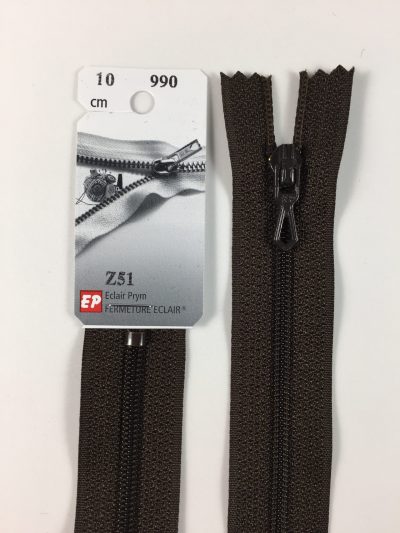 Fermeture Z51 col 990 Brou de noix 10 à 20 cm