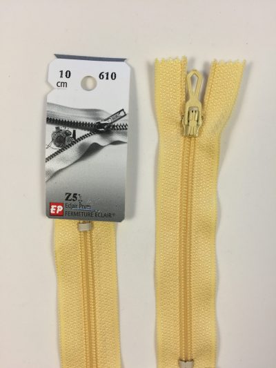 Fermeture Z51 col 610 Jaune paille 10 à 20 cm