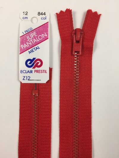 Fermeture Z12 col 844 Rouge vermillon 12 à 20 cm