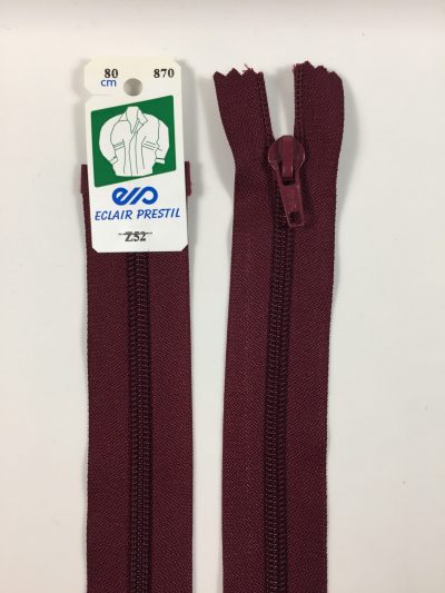 Fermeture Z52 col 870 Bordeaux 45 à 70 cm