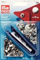 Boutons pressions "Anorak" 15mm argent