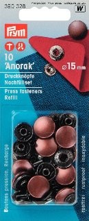 Boutons pressions "Anorak" recharge 15mm cuivre antique