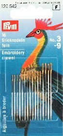 Lot De 6 Aiguilles à Broderie Prym N°22 - 40 X 0,90 Mm, Pointe Fine, Pour Broderie Délicate Et Soie