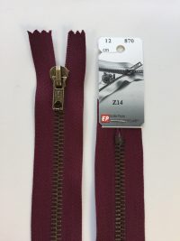 Fermeture Z14 col 870 Bordeaux 12 à 20 cm