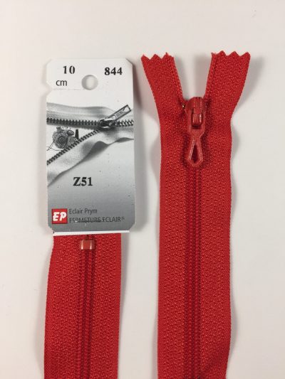 Fermeture Z51 col 844 Rouge vermillon 25 à 40 cm