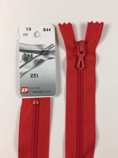 Fermeture Z51 col 844 Rouge vermillon 25 à 40 cm