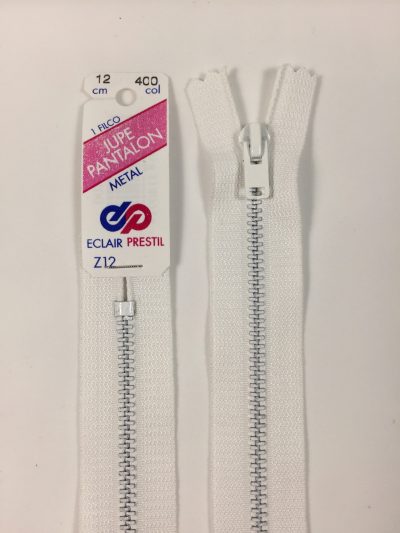 Fermeture Z12 col 400 Blanc 25 à 30 cm