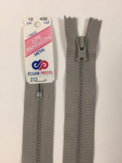 Fermeture Z12 col 432 Gris clair 25 à 30 cm