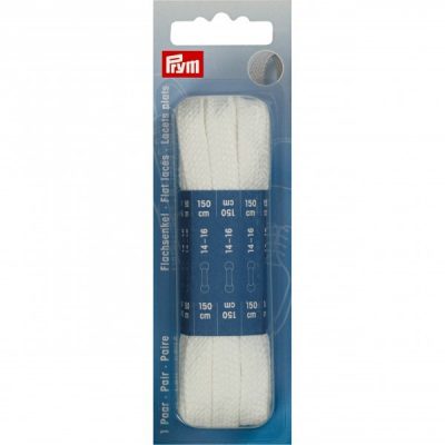 Lacets plats blanc x 2 pour chaussure 150 cm x 8 mm