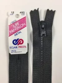 Fermeture Z12 col 450 Gris Anthracite 25 à 30 cm